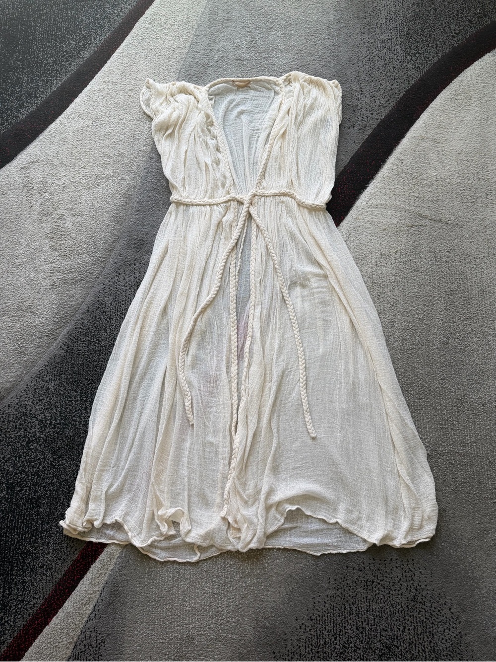 La Troupe Sheer Gauzy Rope Tie Front Robe